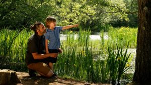 père et fils en forêt